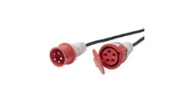037020476 10 16 1, Extension Cable with Lid IP44 Rubber CEE Plug - CEE Socket 10m Black / Red, Steffen