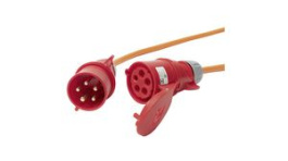 037020448 10 32 2, Extension Cable with Lid IP67 Polyurethane (PUR) CEE Plug - CEE Socket 10m Orang, Steffen