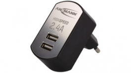 1001-0031, Charger, dual USB, 5 VDC, 2.4 A, Ansmann