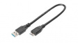 AK-300117-003-S Cable USB-A Plug - USB Micro-B Plug 250mm Black