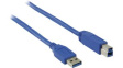 RND 765-00258 USB Cable USB-A Plug - USB-B Plug 3m USB 3.0 Blue