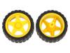 ROB-13259, Колесо; Ось: сплющенная с обеих сторон; желтый; резина; 65мм, SparkFun Electronics