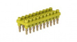 63.9358-24 20 Pole Socket Strips, diam. 2mm, Yellow, 10A, 30/60VAC/VDC, Nickel-Plated