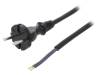 W-97189, Кабель; вилка CEE 7/17 (C),провода; 4м; черный; резина; 2x1мм2, PLASTROL