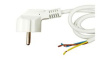 FCR72044 AC Power Cable, DE Type F (CEE 7/7) Plug - Bare End, 2m, White