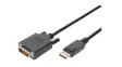 AK-340301-020-S Video Cable, DisplayPort Plug - DVI-D 24 + 1-Pin Male 2m