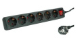 19.07.1076 Outlet Strip 6x Type F (CEE 7/3) - Type F (CEE 7/4) Black 6m