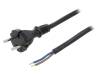 W-97193, Кабель; вилка CEE 7/17 (C),провода; 3м; черный; резина; 2x1,5мм2, PLASTROL