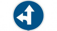 306914 Go Straight and Left, Floor Sign, Round, White on Blue, Polyester, Mandatory Act