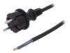 W-98366, Кабель; вилка CEE 7/17 (C),провода; 4м; черный; ПВХ; 2x1,5мм2; 16А, PLASTROL