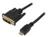 CH0015 Кабель; вилка DVI-D (18+1), вилка mini HDMI; 5м; черный