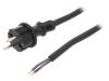 W-97204, Кабель; вилка CEE 7/17 (C),провода; 4м; черный; резина; 2x2,5мм2, PLASTROL