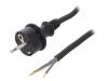 W-97498, Кабель; SCHUKO вилка,вилка CEE 7/7 (E/F),провода; 1,5м; черный, PLASTROL