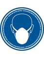 RND 605-00244, Masks Must Be Worn, Floor Safety Sign, Round, White on Blue, Plastic, 1pcs, RND Lab