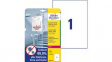 L8001-10 Safety Label, Rectangular, White, Film, Anti-Microbial, 10pcs