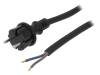 W-97206, Кабель; вилка CEE 7/17 (C),провода; 5м; черный; резина; 2x2,5мм2, PLASTROL