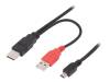 AK-300113-010-S Кабель; USB 2.0; вилка USB A x2,вилка mini USB B; 1м; черный