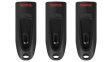 SDCZ48-064G-G46T USB Stick 3-Pack, Ultra USB 3.0, 64GB, USB 3.0, Black