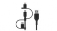 CAC001BT1MBK Cable USB-A Plug - Apple Lightning/USB-C Plug/USB Micro-B Plug 1m Black