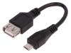 50522 Кабель; USB 2.0; гнездо USB A, вилка micro USB B; 100мм; черный