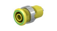 49.7049-20 Laboratory Socket, diam. 4mm, Green / Yellow, 24A, 1kV, Nickel-Plated
