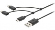 CCGB60620BK10 3-in-1 Sync and Charge Cable USB A Plug - USB Micro-B Plug + Lightning Adapter/U