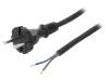 W-97257, Кабель; вилка CEE 7/17 (C),провода; 4м; черный; резина; 2x1мм2, PLASTROL