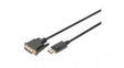 DB-340301-030-S Video Cable, DisplayPort Plug - DVI-D 24 + 1-Pin Male 3m