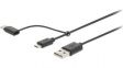 CCGP60610BK10 2-in-1 Sync and Charge Cable USB A Plug - USB Micro-B Plug/USB C Plug 1m Black