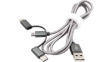 EX-K1403 USB 3-in-1 Lightning Charging Cable 1 m Silver