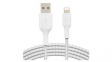 CAA002BT3MWH Braided Cable Apple Lightning - USB-A Plug 3m White