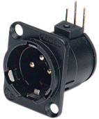 NC3MD-H-B, Гнездо; XLR; "папа"; PIN: 3; угловой 90°; THT; черный; 6А; 19x24мм, Neutrik