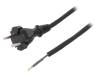 W-97190, Кабель; вилка CEE 7/17 (C),провода; 4,5м; черный; резина; 2x1мм2, PLASTROL
