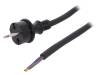 W-97202, Кабель; вилка CEE 7/17 (C),провода; 2м; черный; резина; 2x2,5мм2, PLASTROL