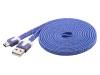67552 Кабель; USB 2.0,плоские; вилка USB A, вилка USB A mini; 2м; синий