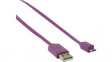 CCGP60410VT10 USB 2.0 Flat Cable USB A Plug - USB Micro-B Plug 1m Violet