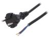 W-98344, Кабель; вилка CEE 7/17 (C),провода; 5м; черный; ПВХ; 2x1мм2; 16А, PLASTROL