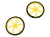 WHEEL 80?10MM PAIR YELLOW, Колесо; Диам.вала:3мм; Ось: D-образный профиль; желтый; резина, POLOLU