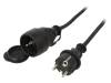 PS-170GS/1M Сетевой удлинитель; Гнезда: 1; резина; черный; 3x1,5мм2; 1м; 16А