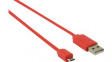 CCGP60410RD10 USB 2.0 Flat Cable USB A Plug - USB Micro-B Plug 1m Red