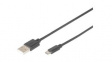 AK-300127-010-S Cable USB-A Plug - USB Micro-B Plug 1m Black