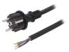 W-97216, Кабель; SCHUKO вилка,вилка CEE 7/7 (E/F),провода; 5м; черный, PLASTROL