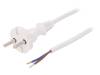 W-98339, Кабель; вилка CEE 7/17 (C),провода; 3м; белый; ПВХ; 2x1мм2; 16А, PLASTROL