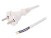 W-98341, Кабель; вилка CEE 7/17 (C),провода; 4м; белый; ПВХ; 2x1мм2; 16А, PLASTROL