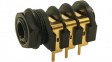 CL12327 / S2/BBB PC-A GOLD Flush-mounted jack socket, PCB Mount, 6.35 mm, 3 Poles, 5A, Gold