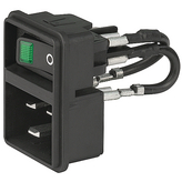 EC11.0021.001.21, Appliance inlet C20 Faston 6.3 x 0.8 mm 16 A/250 VAC Black Screw Mounting L + N, Schurter