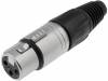 NC3FX, Вилка; XLR; "мама"; PIN:3; прямой; на провод; пайка; 3,5?8мм; 16А, Neutrik