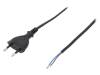 W-97138, Кабель; вилка CEE 7/16 (C),провода; 2м; черный; ПВХ; 2x0,5мм2, PLASTROL
