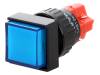 V16F-11-24B, Переключатель: кнопочный; 1; SPDT; 3A/250ВAC; 2A/24ВDC; синий; IP40, Onpow