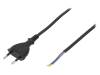 W-97148, Кабель; вилка CEE 7/16 (C),провода; 3м; черный; ПВХ; 2x0,75мм2, PLASTROL